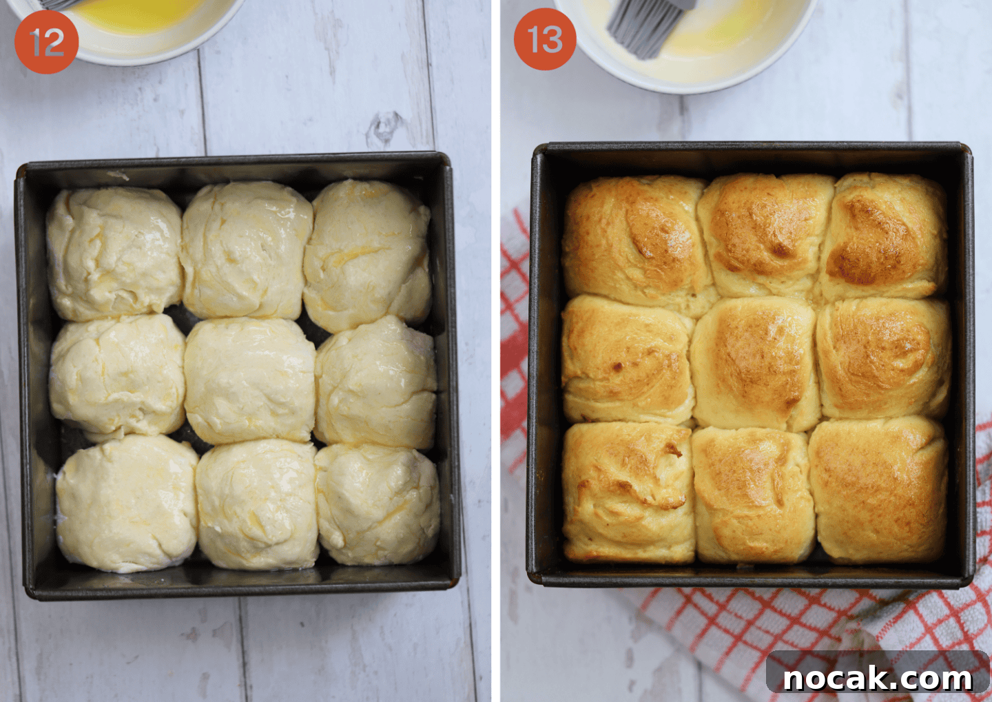 Gluten-Free Hawaiian Rolls Recipe: Soft, Sweet, and Vegan Option 10 The gluten free Hawaiian rolls before and after baking.