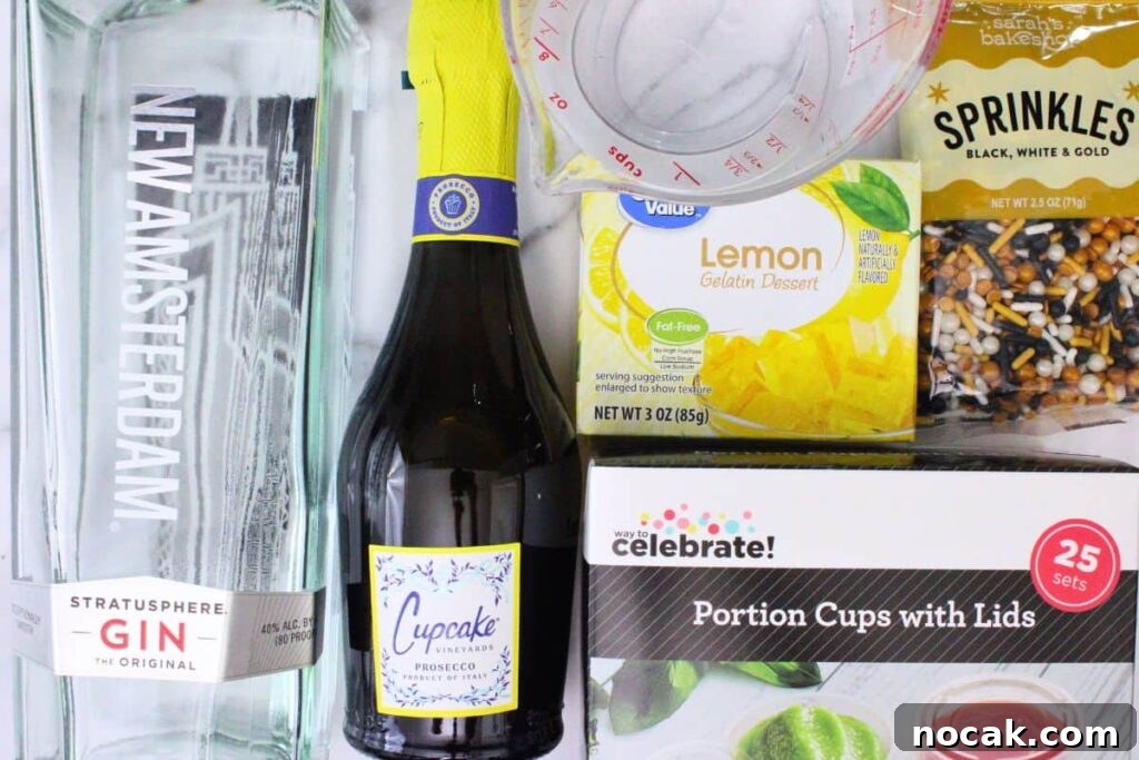 French 75 Jello Shots for a Sparkling New Year’s Party 4 ingredients to make french 75 jello shots