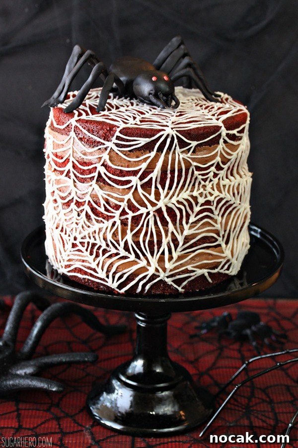 Spiderweb Naked Red Velvet Cake | From SugarHero.com Spiderweb Naked Red Velvet Cake | From SugarHero.com