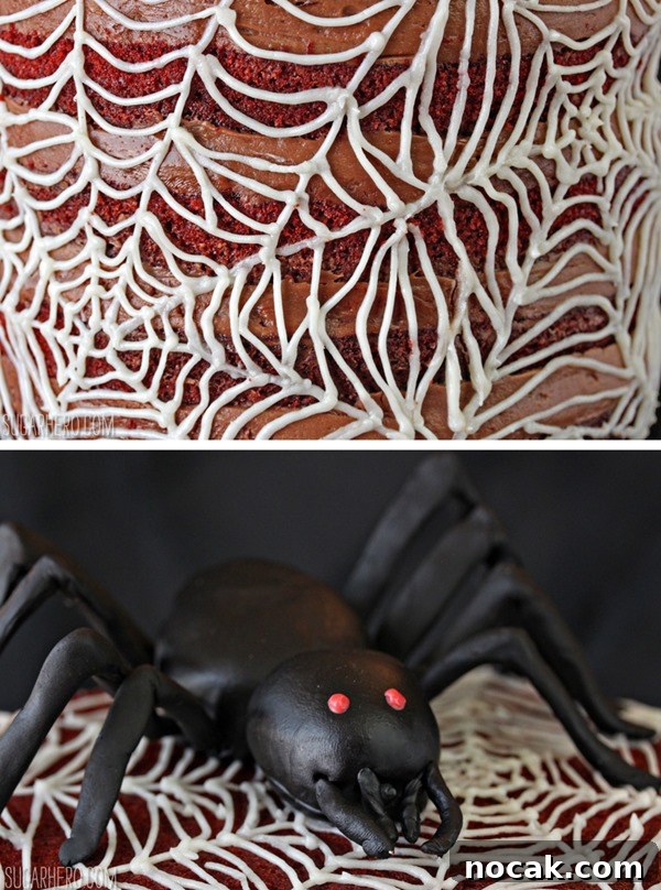 Spiderweb Naked Red Velvet Cake | From SugarHero.com Spiderweb Naked Red Velvet Cake | From SugarHero.com