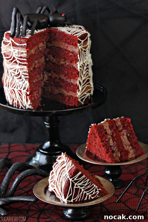 Spiderweb Naked Red Velvet Cake | From SugarHero.com Spiderweb Naked Red Velvet Cake | From SugarHero.com