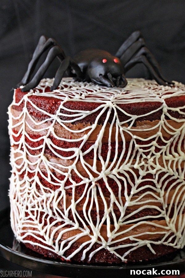 Spiderweb Naked Red Velvet Cake | From SugarHero.com Spiderweb Naked Red Velvet Cake | From SugarHero.com