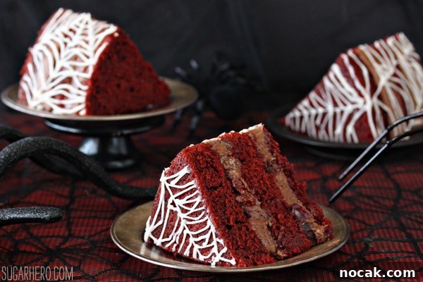 Spiderweb Naked Red Velvet Cake | From SugarHero.com Spiderweb Naked Red Velvet Cake | From SugarHero.com