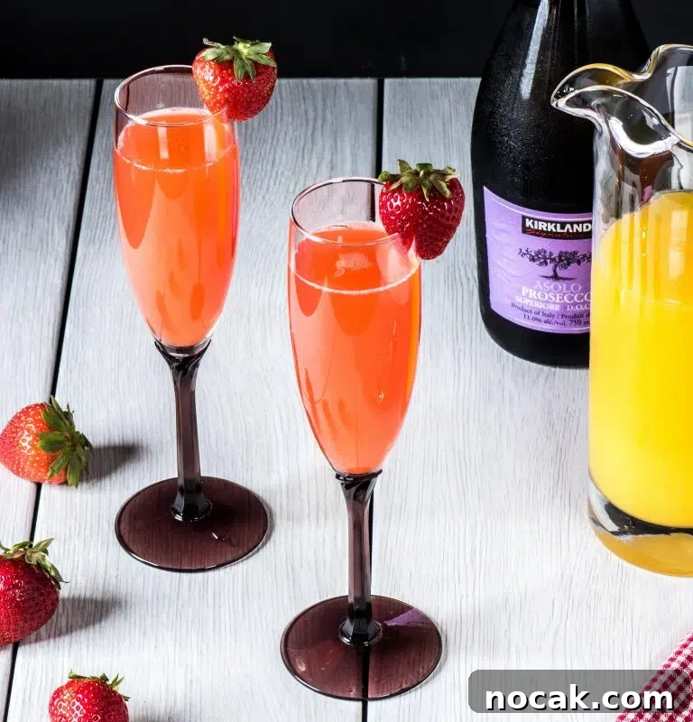 Italian Strawberry Mimosa Cocktail Recipe 3 Mimosa glass with strawberry