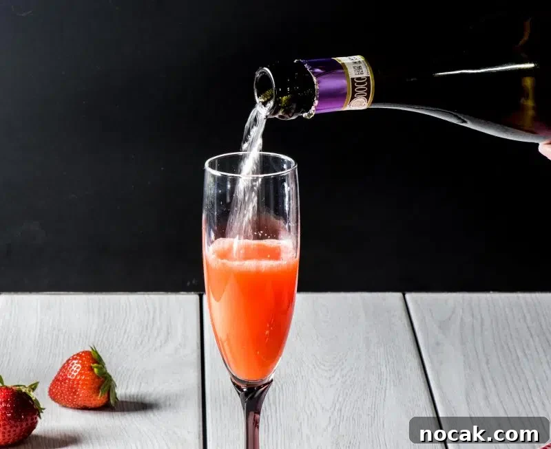 Italian Strawberry Mimosa Cocktail Recipe 6 Strawberry garnish