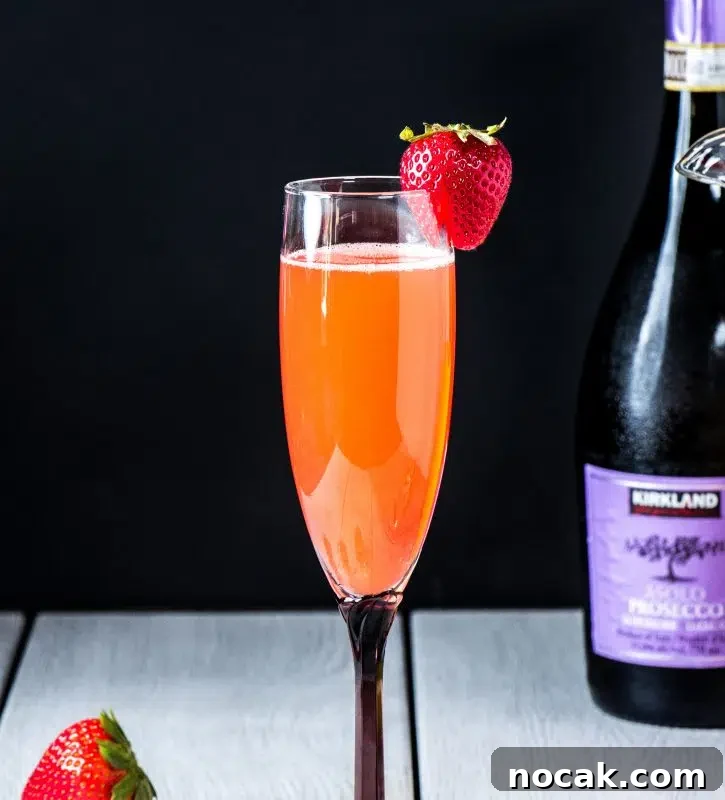 Italian Strawberry Mimosa Cocktail Recipe 7 Pouring Prosecco