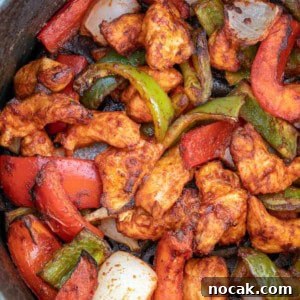 Crispy Air Fryer Chicken Fajitas with Peppers and Onions 13 These Air Fryer Chicken Fajitas are ready in just 10 minutes! These flavorful fajitas feature juicy chicken and perfectly cooked peppers and onions!
