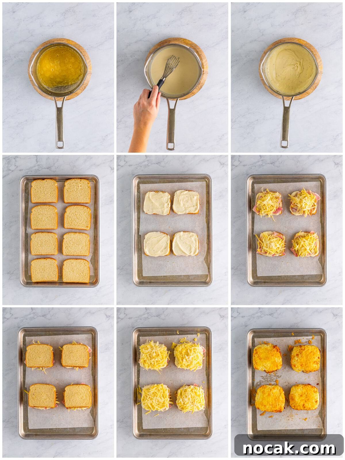 Step by step photos on how to make a Croque Monsieur Recipe.