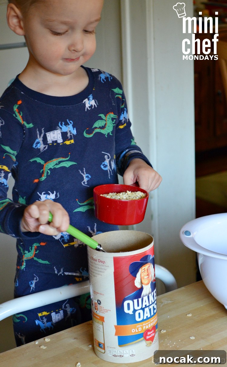 Homemade Berry Granola Recipe | Mini Chef Mondays 3 Wesley Getting Oatmeal for MCM
