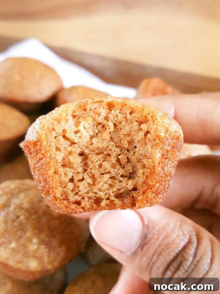 Mini Applesauce Muffins - Moist bite-sized cinnamon applesauce muffins made with oil, lightly sweetened, and dairy-free. An easy recipe with simple ingredients that kids and toddlers love! | Beat Bake Eat