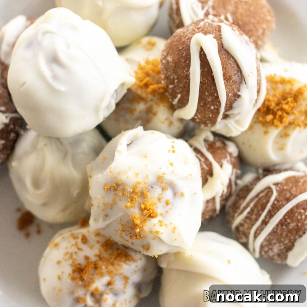 close up of biscoff truffles piled on bowl