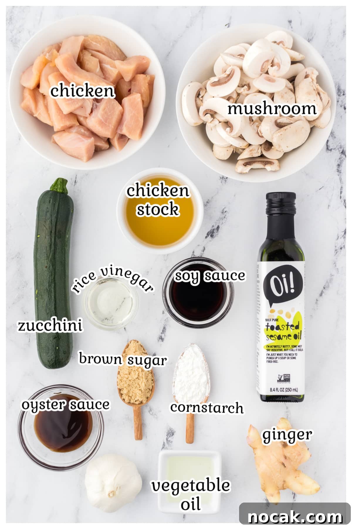 Ingredients to make the panda express recipe with text overlay.