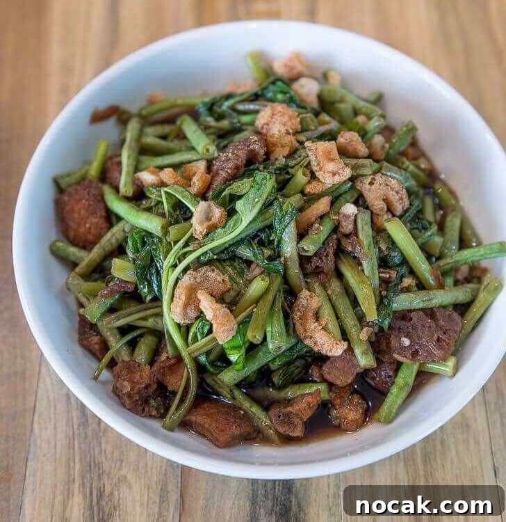 Adobong Sitaw at Kangkong with Crispy Chicharon: Filipino Veggie Adobo 5 Adobong Sitaw at Kangkong recipe