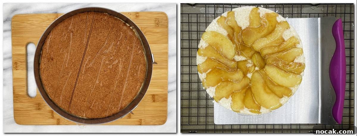 Apple Mousse Cake — Pomme d'Ève Recipe for Light Apple Dessert 5 Photo 21: Biscuit in a cake ring Photo 22: Cake over cake lifter and wire rack