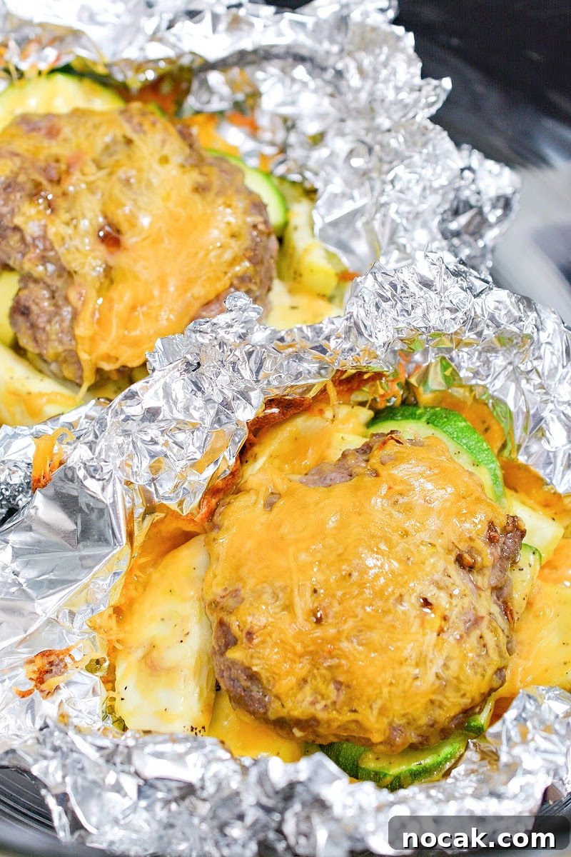 Keto Cheeseburger Foil Packets for Air Fryer Cooking 6 Keto Air Fryer Cheeseburger foil packet