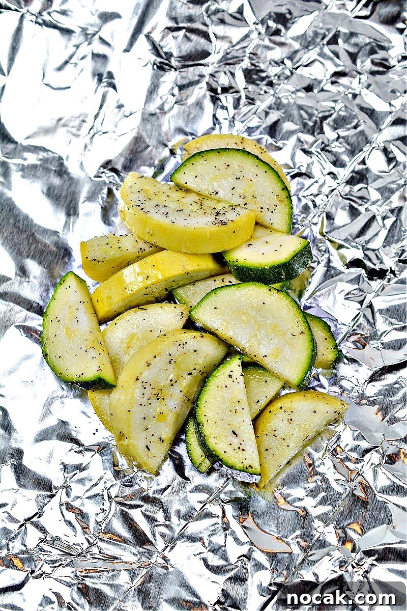 Keto Cheeseburger Foil Packets for Air Fryer Cooking 10 Seasoned squash and zucchini in a foil packet