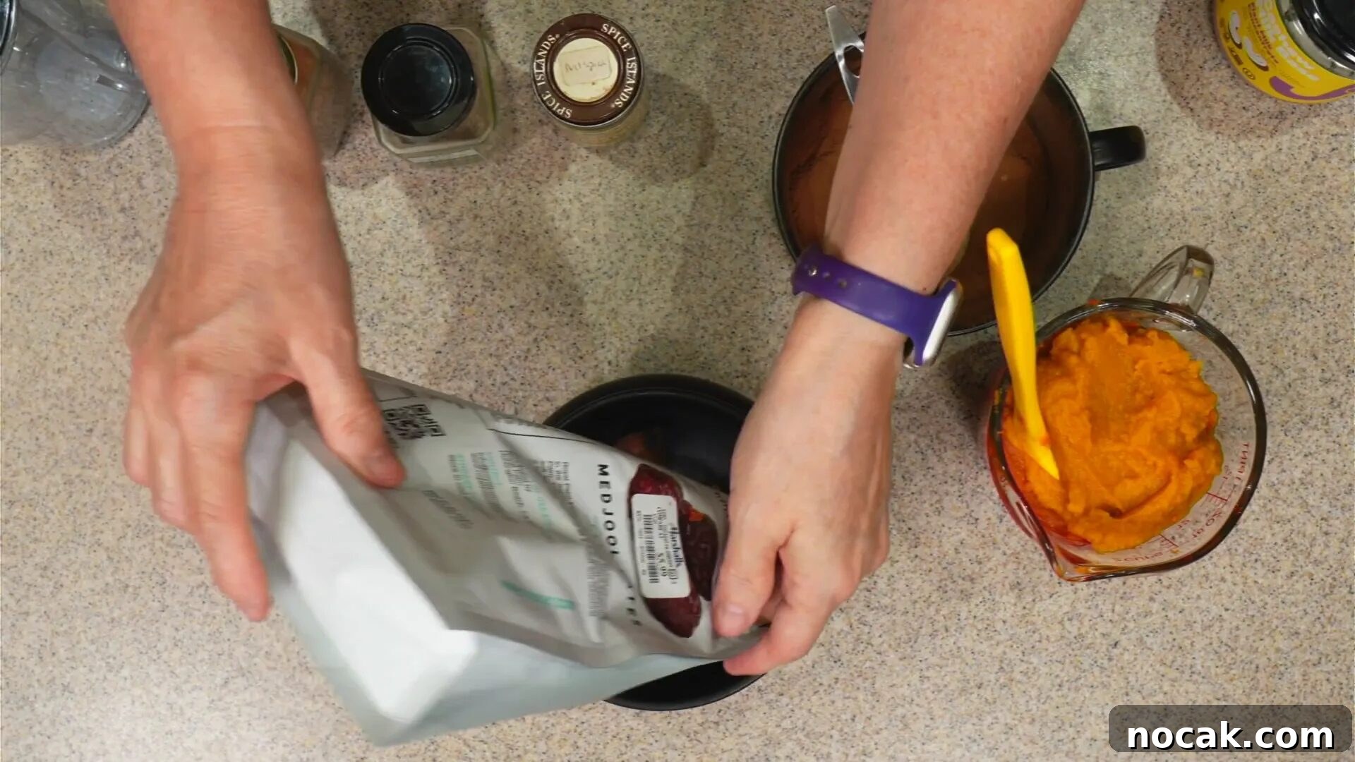 Date-Sweetened Whole-Food Plant-Based Pumpkin Spice Sauce 2 Removing pits from Medjool dates