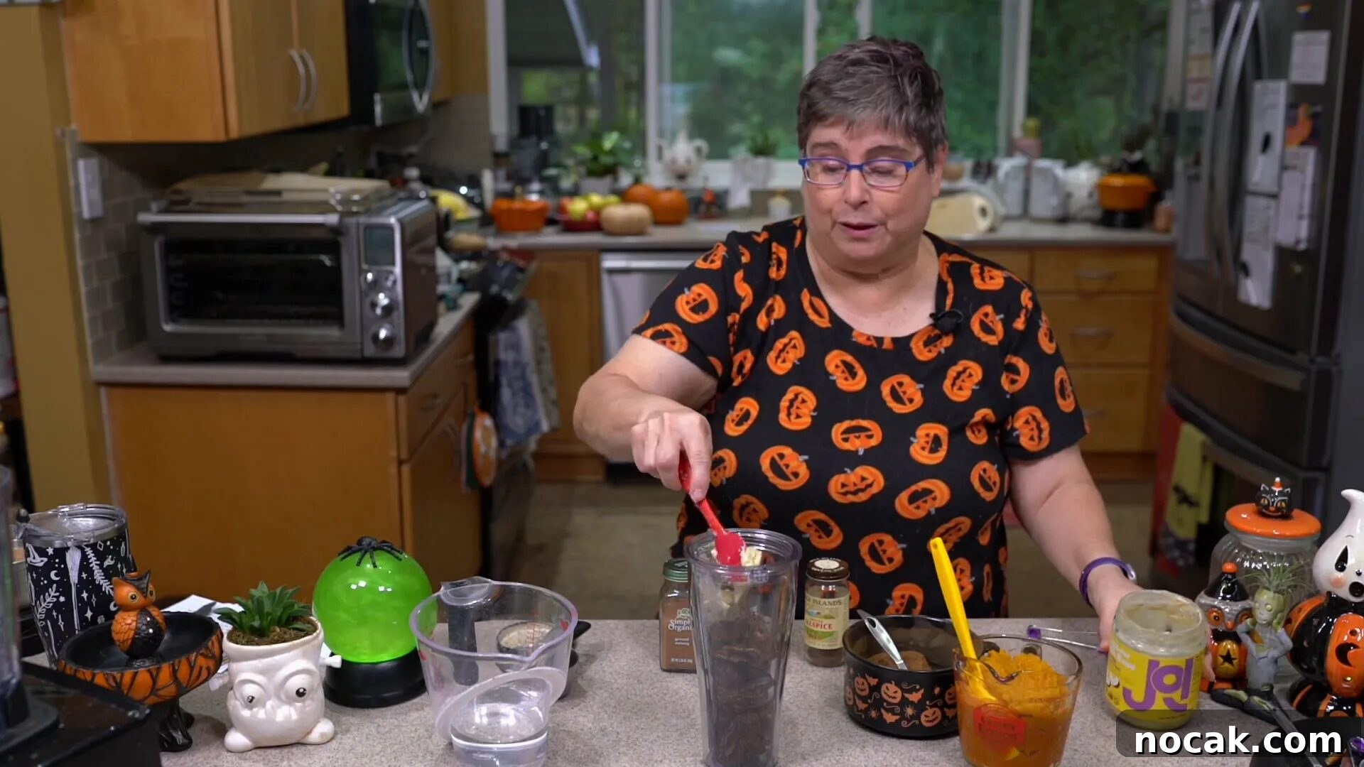 Date-Sweetened Whole-Food Plant-Based Pumpkin Spice Sauce 4 Pouring cashew milk into blender