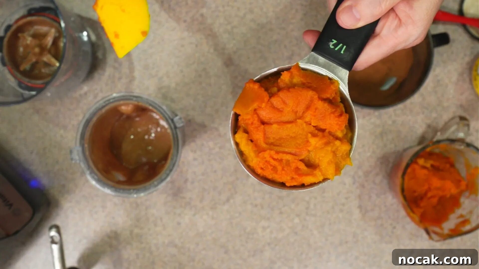 Date-Sweetened Whole-Food Plant-Based Pumpkin Spice Sauce 6 Adding pumpkin puree to the mixture