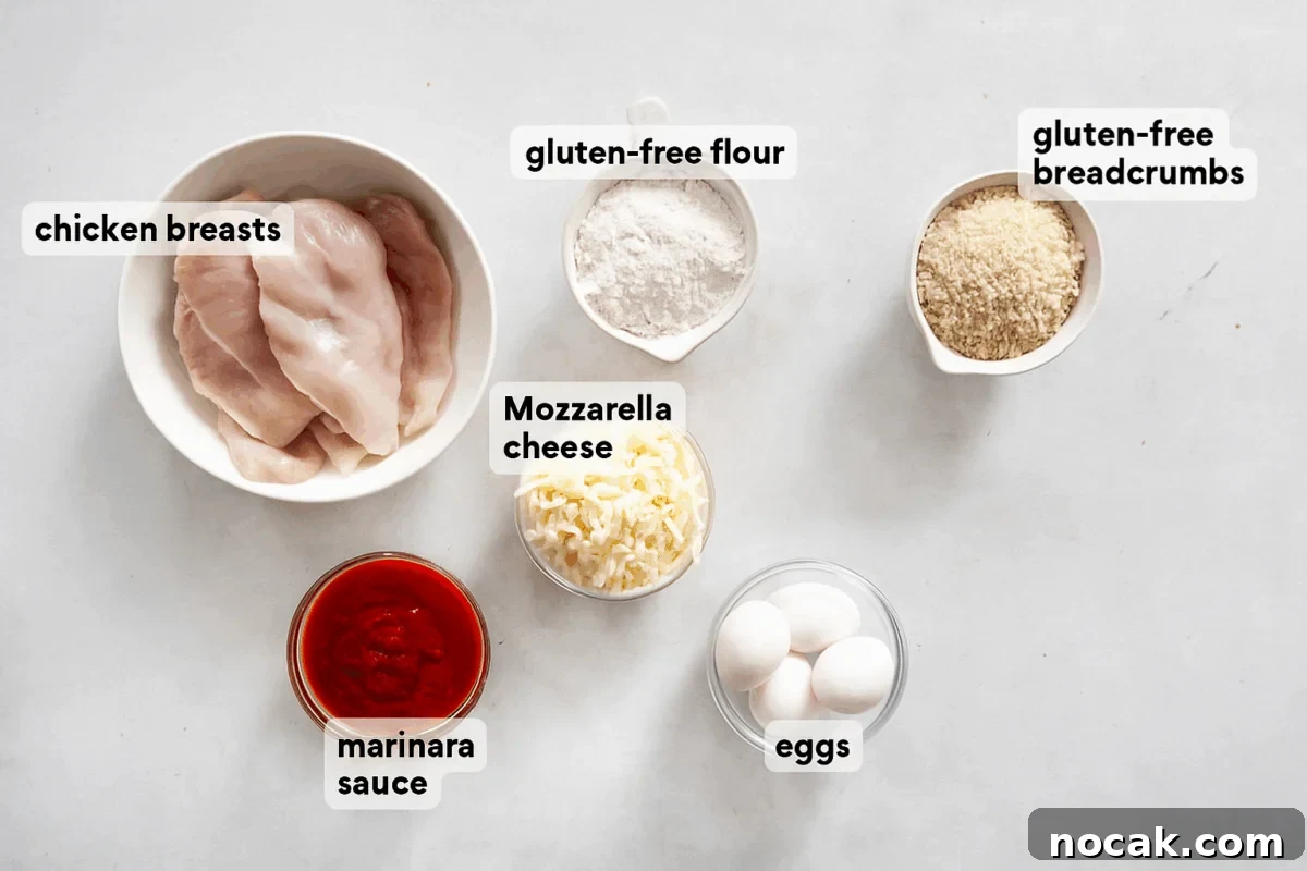 Crispy Gluten-Free Chicken Parmesan Recipe for Dinner 4 Ingredients for chicken Parmesan