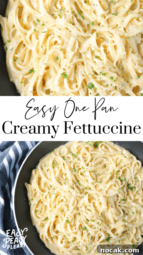 One-Pan Fettuccine Recipe Ready in 25 Minutes 6 Easy One Pan Creamy Fettuccine comes together in 20 minutes. It's Perfect for any night of the week. It can be served as a side or main dish with some shrimp or chicken.