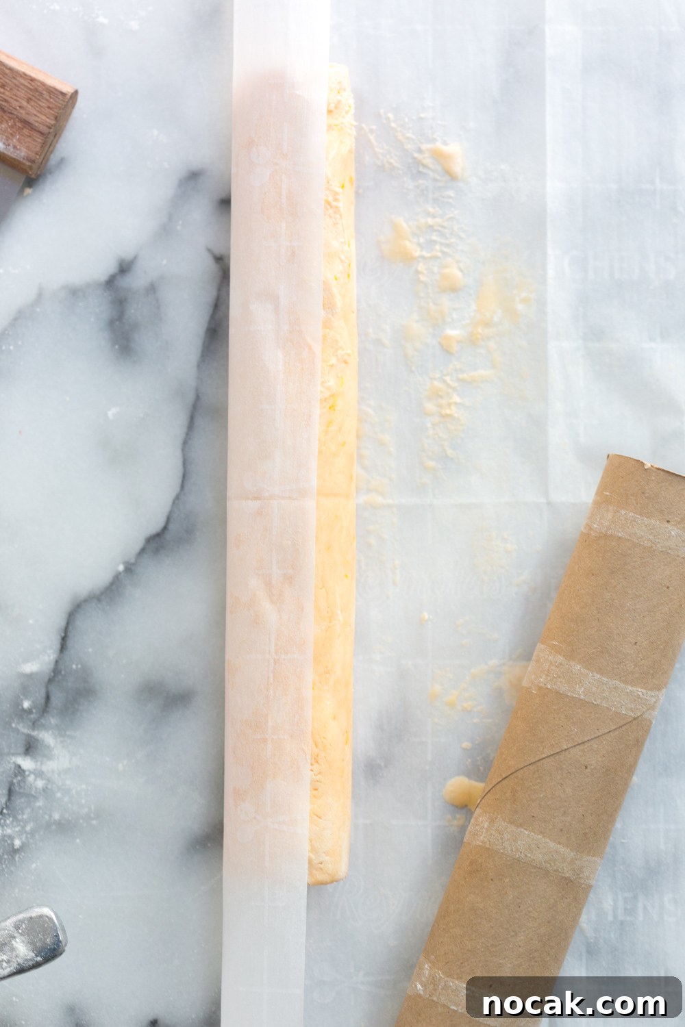Lemon Poppy Seed Shortbread Cookies Recipe for Zesty Crumbly Treats 13 Rolling Campari Shortbread Cookie dough into a log