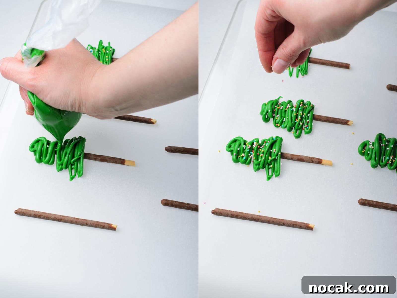 Chocolate Christmas Tree Cupcakes with Vanilla Buttercream Frosting 8 preparing chocolate christmas trees