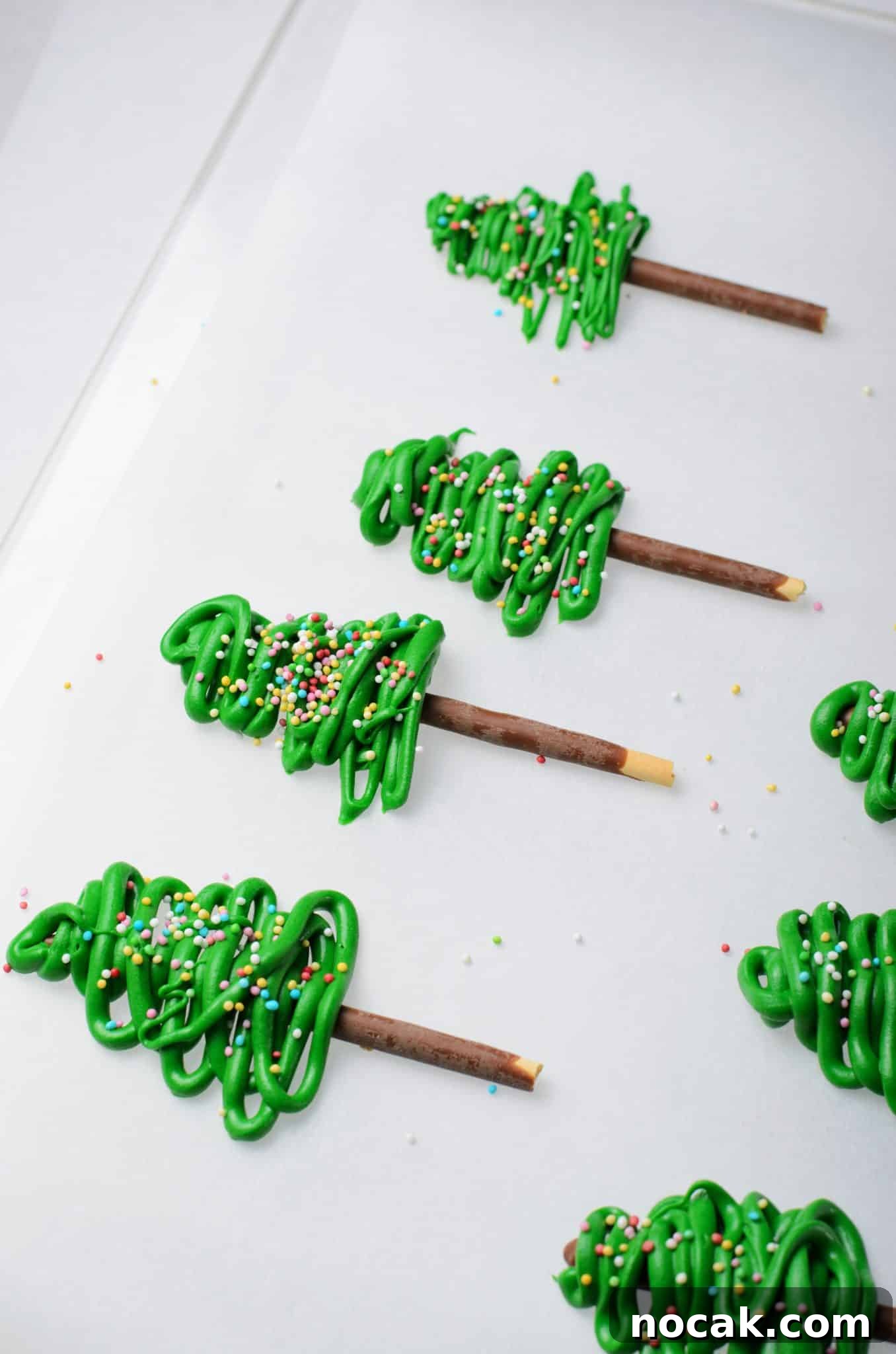 Chocolate Christmas Tree Cupcakes with Vanilla Buttercream Frosting 9 Making individual chocolate Christmas tree toppers.