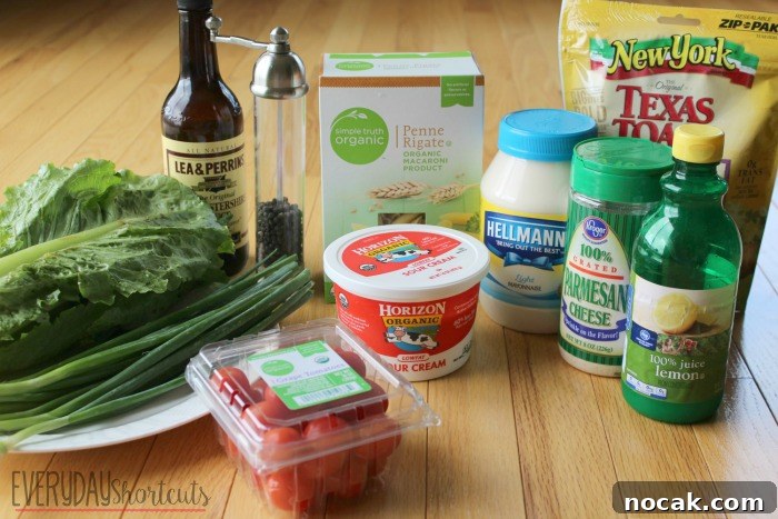 Chicken Caesar Pasta Salad ingredients