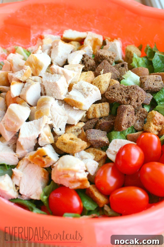 Chicken Caesar Pasta Salad in a bowl