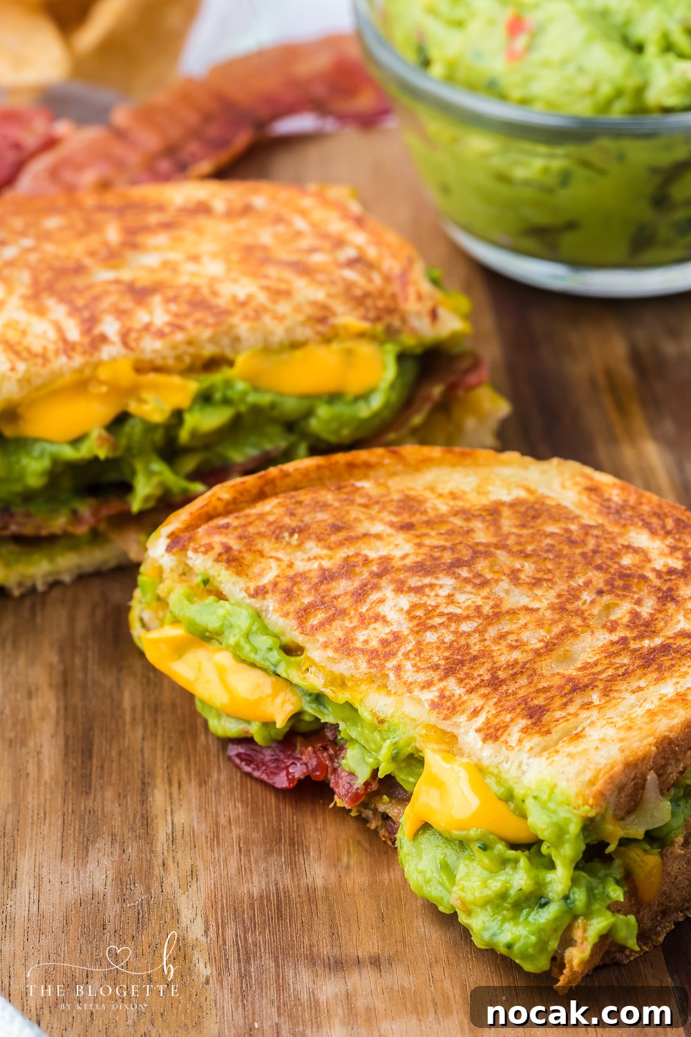 Bacon Guacamole Grilled Cheese Sandwich Recipe 3 This Bacon Guacamole Grilled Cheese Sandwich has melted cheese, creamy guacamole, bacon, and a surprise crunch!