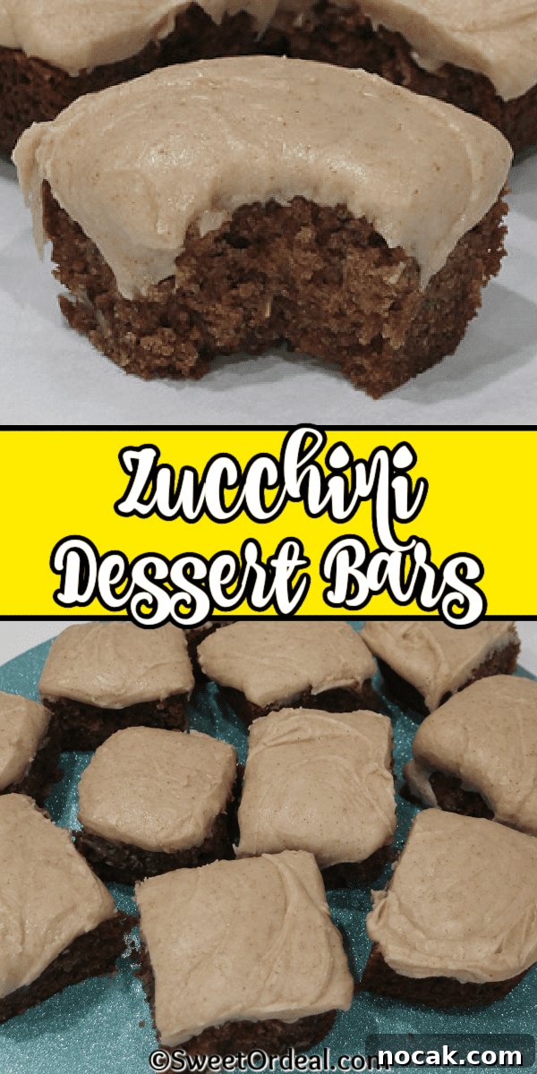 Zucchini Dessert Bars are easily made in a 9" x 9" baking dish, great for taking to work to share. Zucchini Dessert Bars