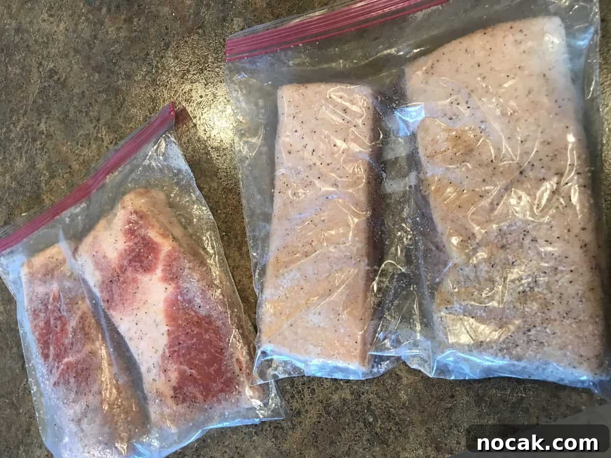 Homemade Hickory-Smoked Bacon Recipe: How to Make Real Bacon 5 pork belly in ziplok | savorwithjennifer.com