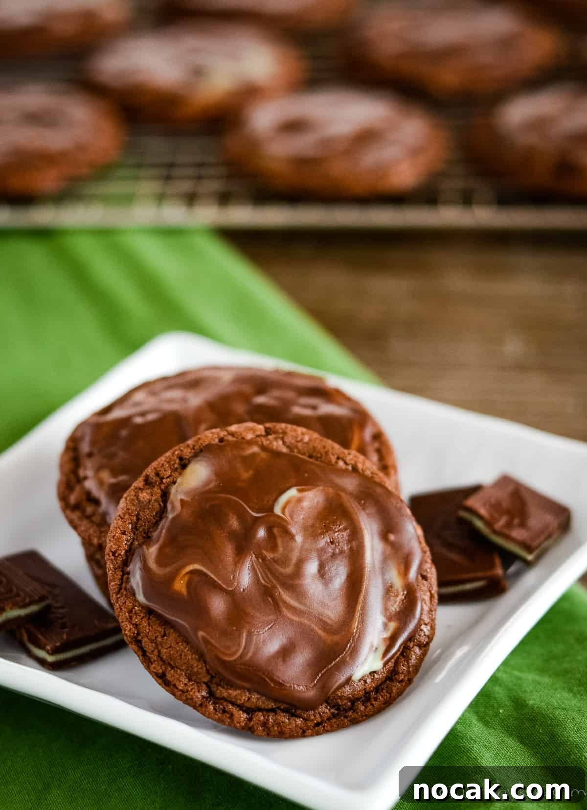 Chocolate Andes Mint Cookies Recipe — Step-by-Step Guide 2 small white plate with chocolate andes mint cookies
