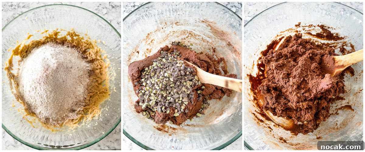 Chocolate Andes Mint Cookies Recipe — Step-by-Step Guide 4 stirring dry ingredients into cookie dough
