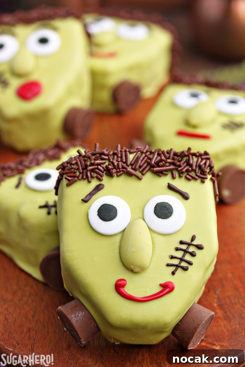 Frankenstein Pistachio Blondies | From SugarHero.com