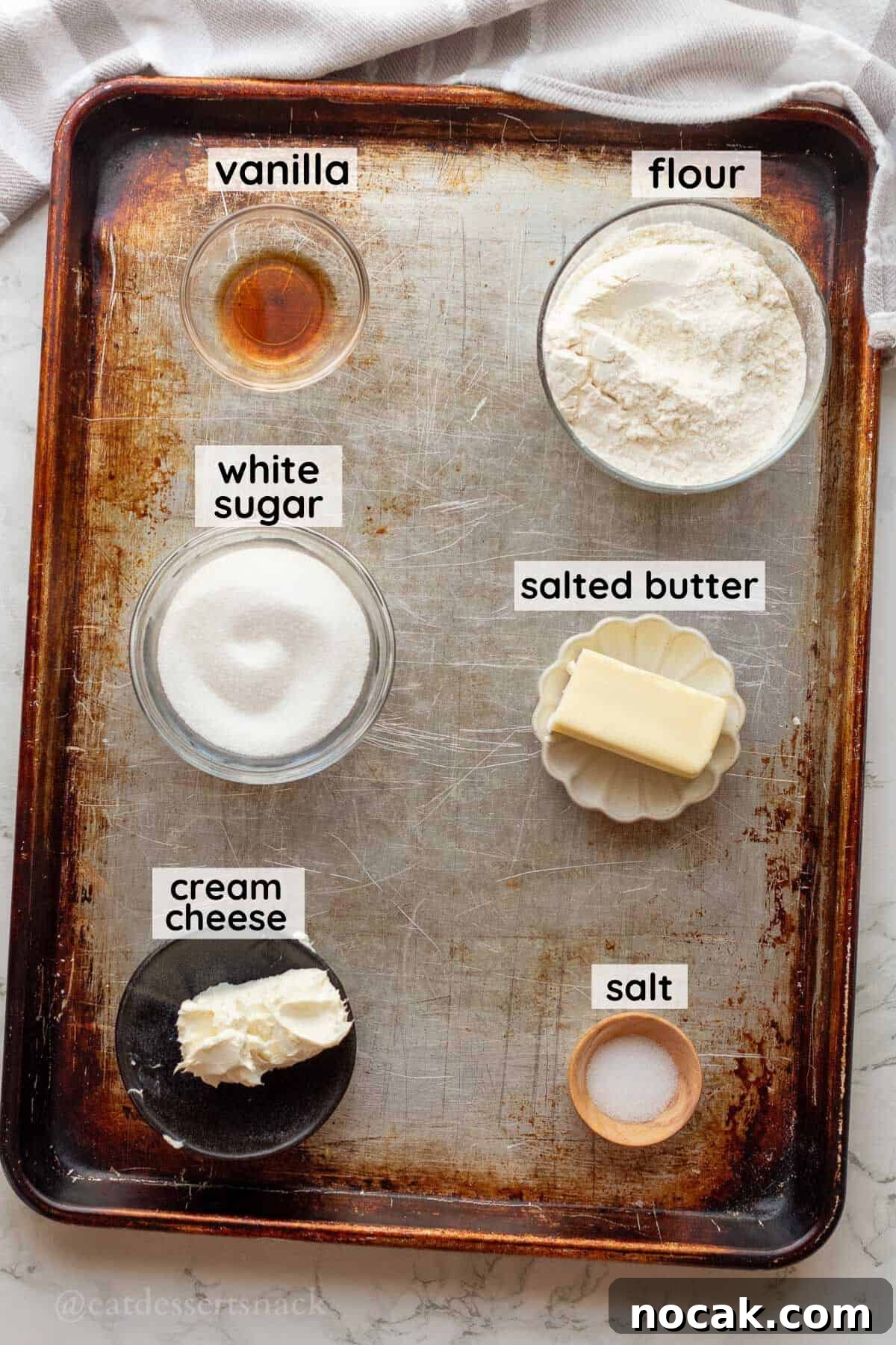 Edible Sugar Cookie Dough Recipe — Egg-Free & Safe to Eat 3 Labeled ingredients for edible sugar cookie dough in glass bowls.