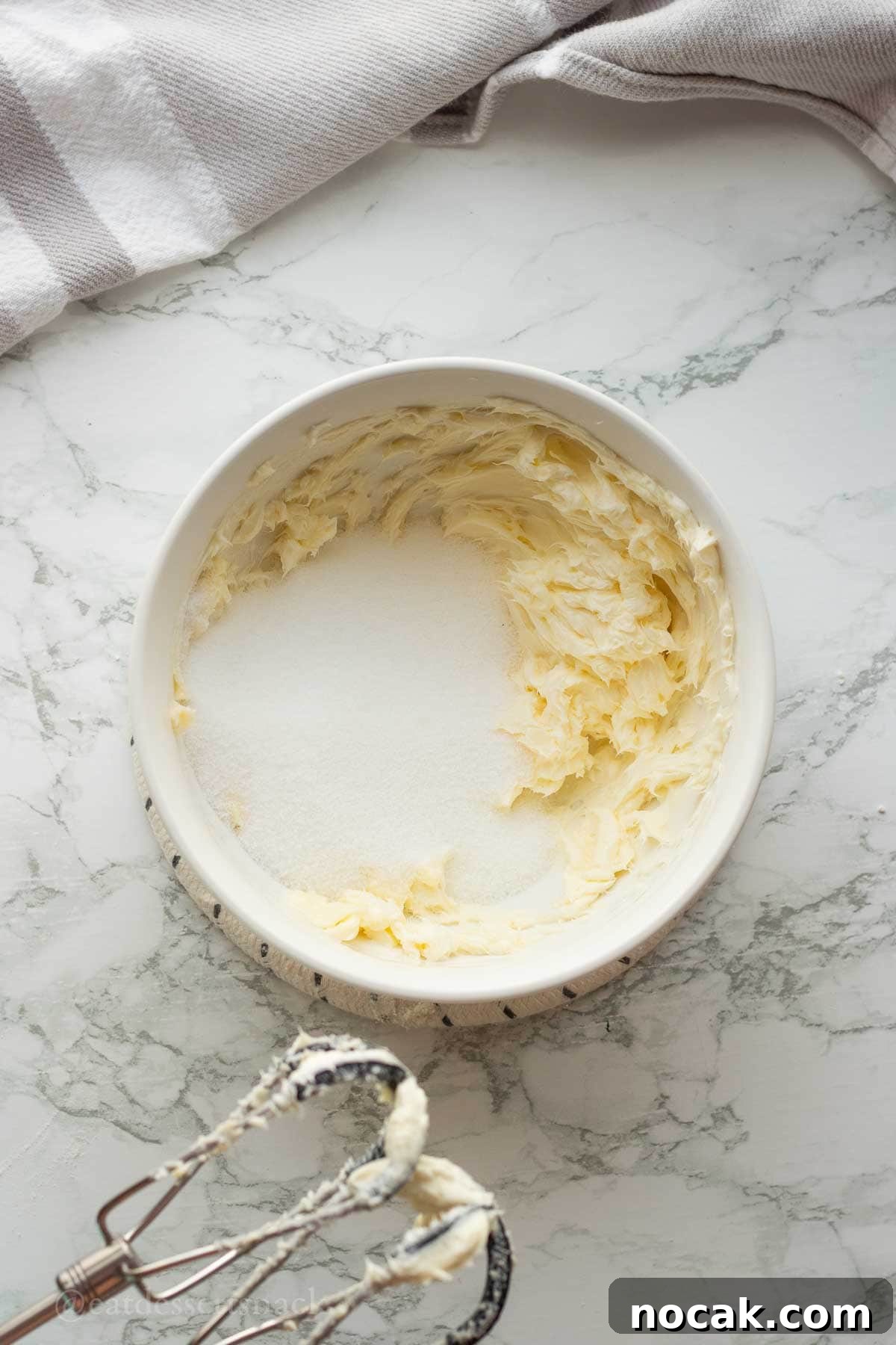 Edible Sugar Cookie Dough Recipe — Egg-Free & Safe to Eat 6 Bowl of creamed butter and granulated sugar.