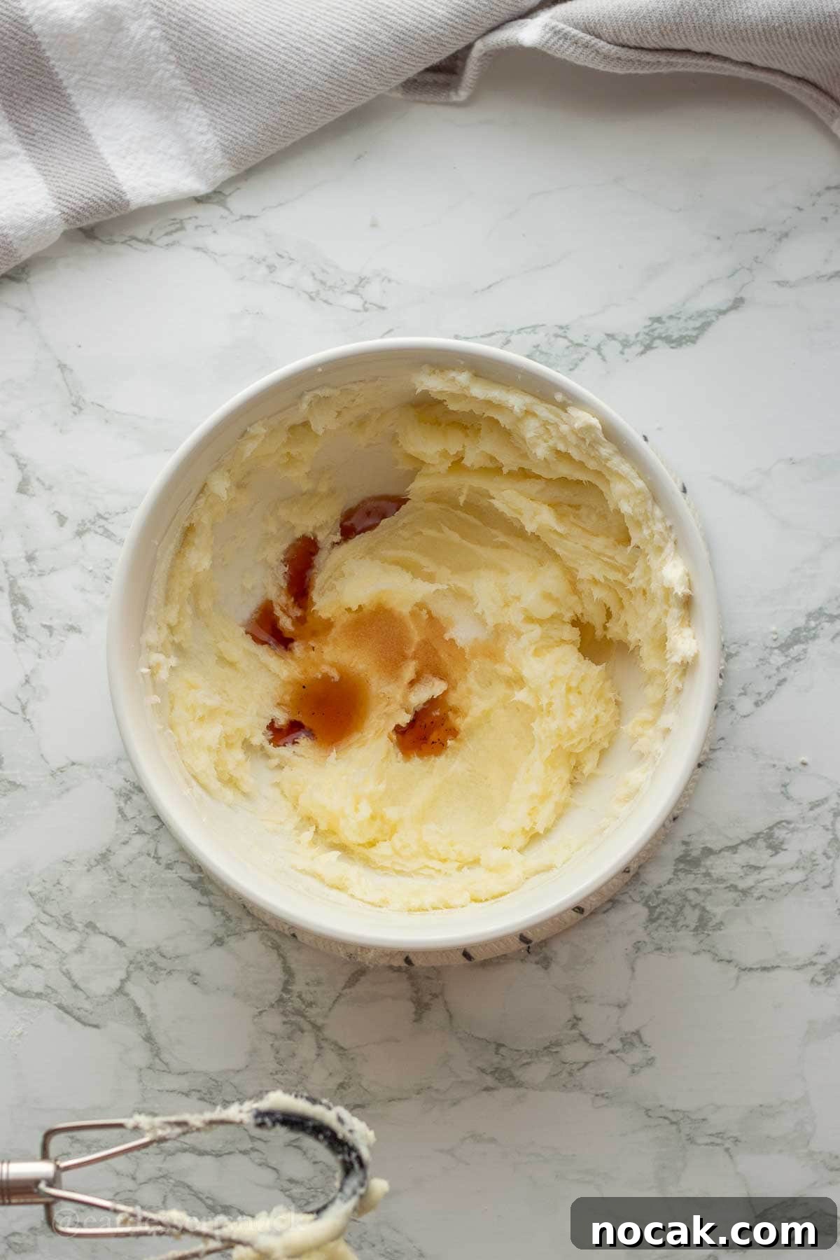 Edible Sugar Cookie Dough Recipe — Egg-Free & Safe to Eat 7 Creamed butter, vanilla, and salt in bowl,