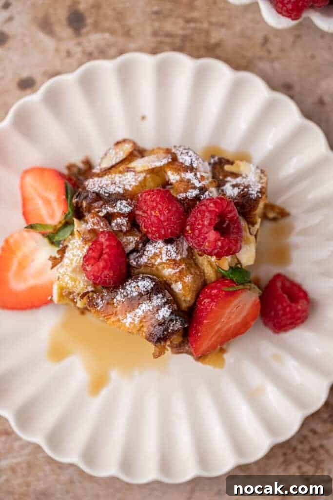 Brioche French Toast Casserole Baked in the Oven 4 Overhead shot of brioche french toast