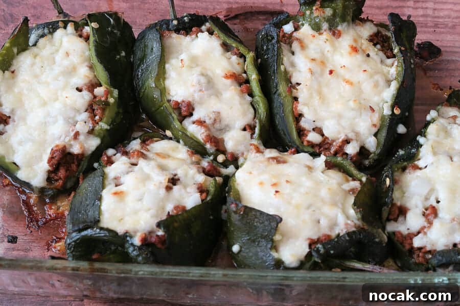 Baked Poblano Chiles Rellenos with Turkey Taco Filling 17 a tray of Easy Healthy Chile Rellenos baked with turkey taco meat