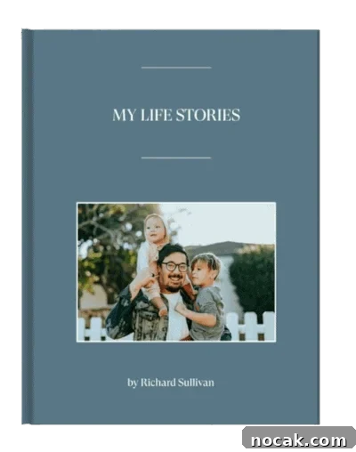 2025 Holiday Gift Guide: Top Picks for Every Recipient 15 A blue book cover titled MY LIFE STORIES features a photo of a smiling man wearing glasses holding two happy young children.