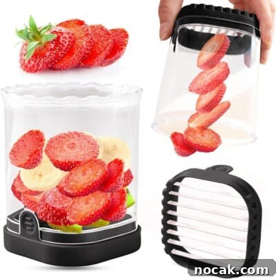 2025 Holiday Gift Guide: Top Picks for Every Recipient 30 A fruit slicer cutting strawberries.