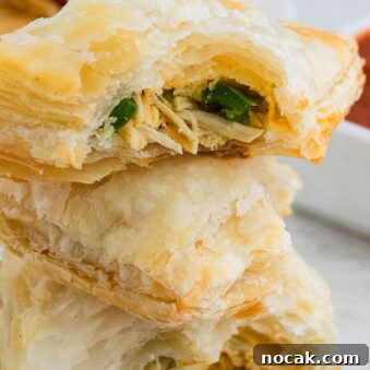 One-Pan Chicken Puff Pastry Bake 5 Stack of Chicken Puff Pastry on White Table
