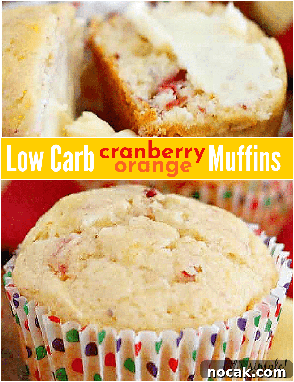 Cranberry Orange Muffins with Low-Carb Recipe 5 pinterest collage for muffins.