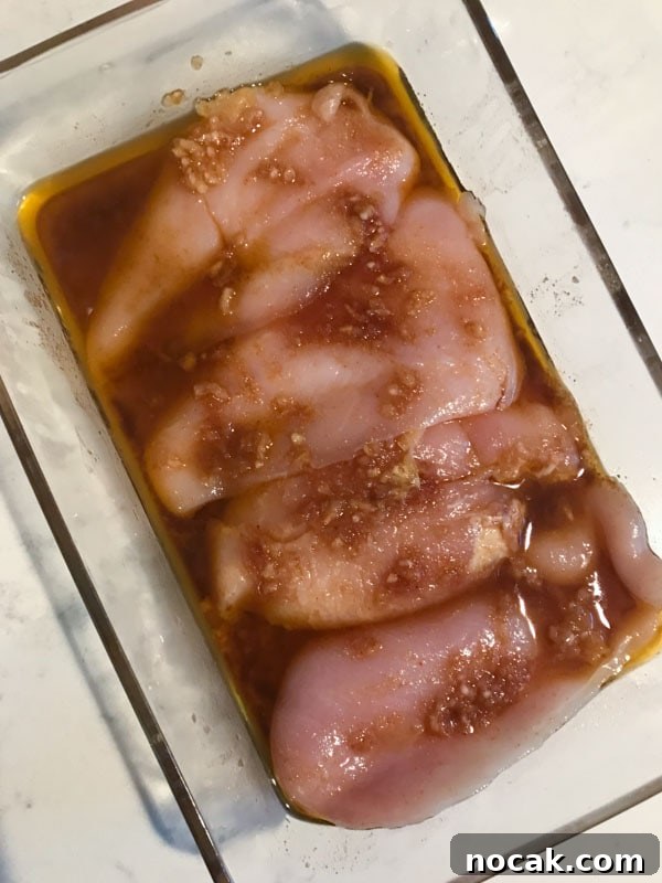 Sticky Honey Garlic Chicken Dinner Recipe 5 Chicken breasts marinating