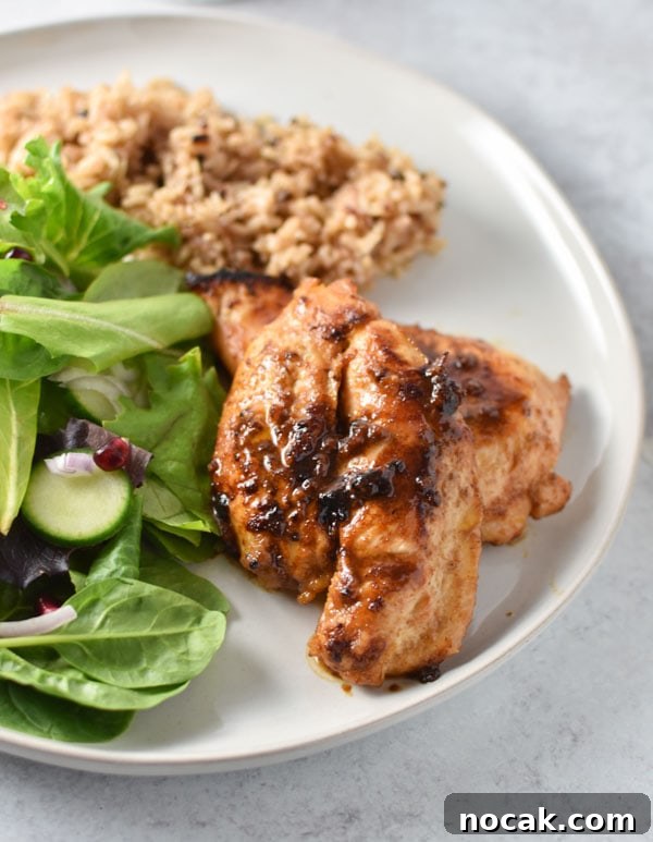 Sticky Honey Garlic Chicken Dinner Recipe 7 Close up of honey garlic chicken breast