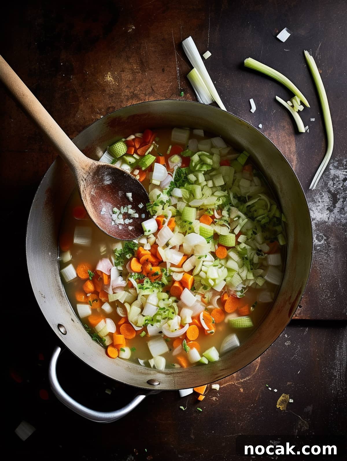 Comforting Asian Chicken Noodle Soup Recipe for Weeknights 3 Asian chicken noodle soup vegetables in a pot.