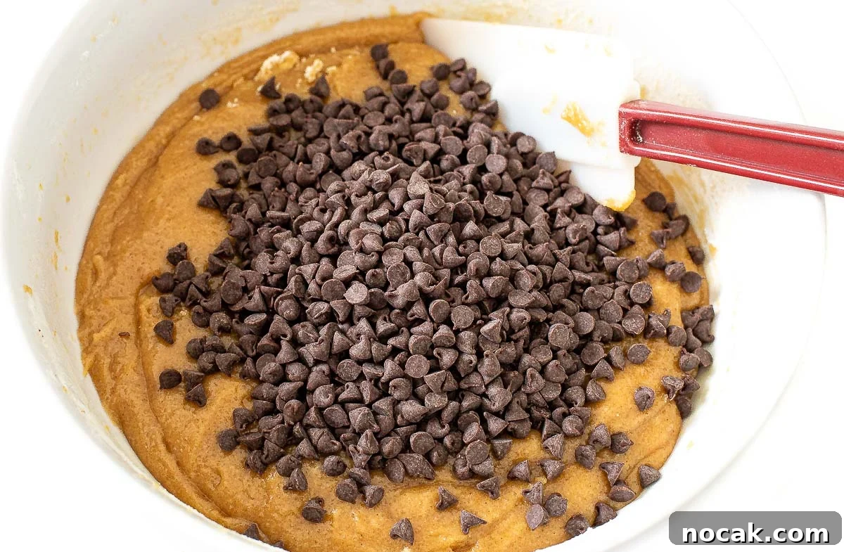 folding in mini chocolate chips to cookie dough