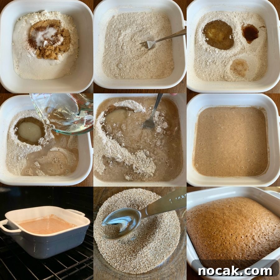 Snickerdoodle Crazy Cake — Eggless, Dairy-Free, Vegan Recipe 4 This is a photo collage with 9 pictures showing the cake being made.